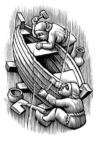 Boat builders illustration